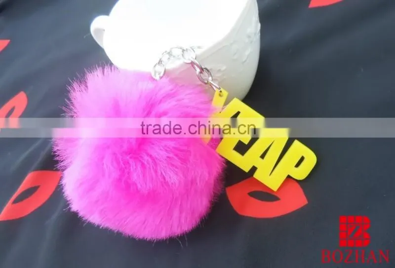 Factory design acrylic & plush key holder for gift