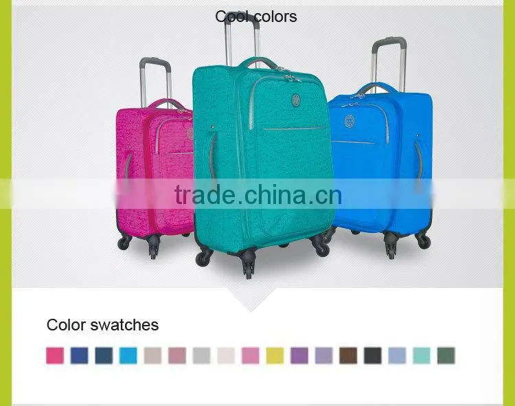 fanshion design soft trolley luggage with internal handle