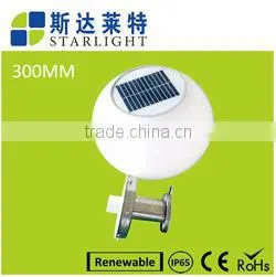 white 20cm round/circle multiple-function long stainless steel pedestal solar garden ball light