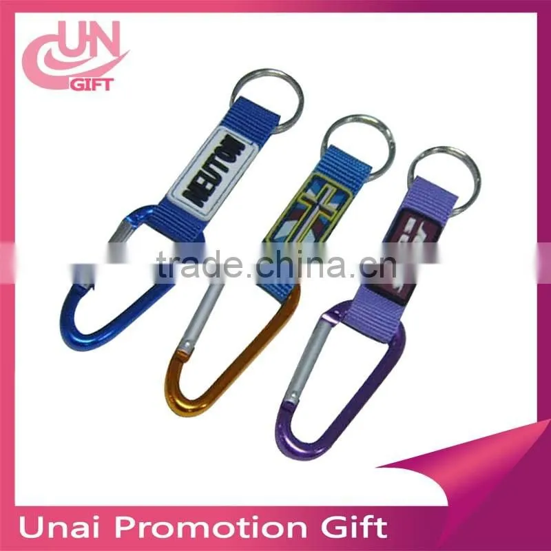 2016 New colorful OEM aluminum carabiner hook with custom logo lanyard low moq