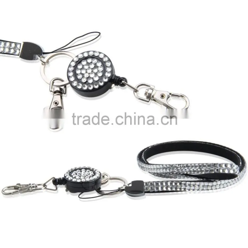Retractable Pull Badge Reel Zinc Alloy ABS Plastic ID Lanyard Name Tag Card Badge Holder Reels Recoil Belt Key Ring Chain Clips
