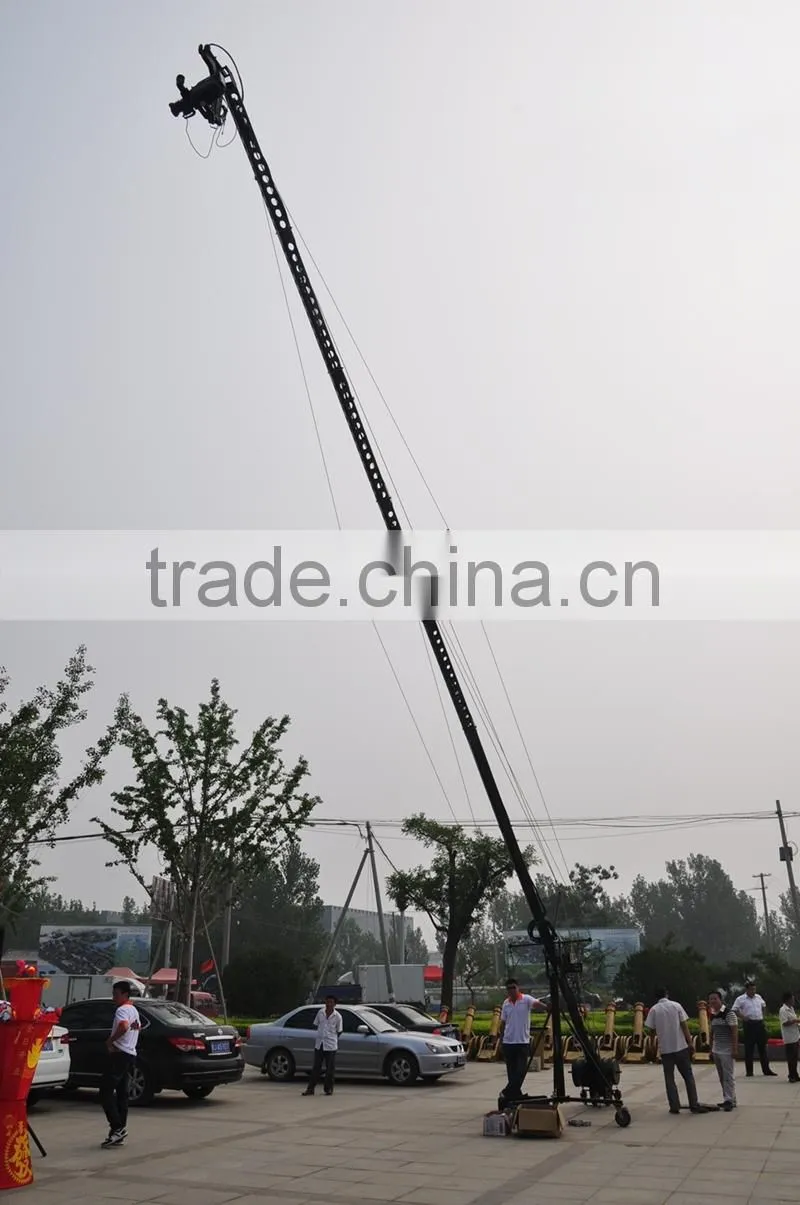 Professional camera crane triangle jimmy jib with 14m triangle and motorized head