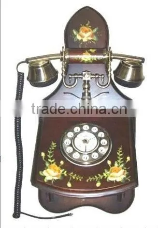 Vintage Brown Wall Telephone High Class Home Decorative Wall Mount Telephone, Antique Wooden Telephone