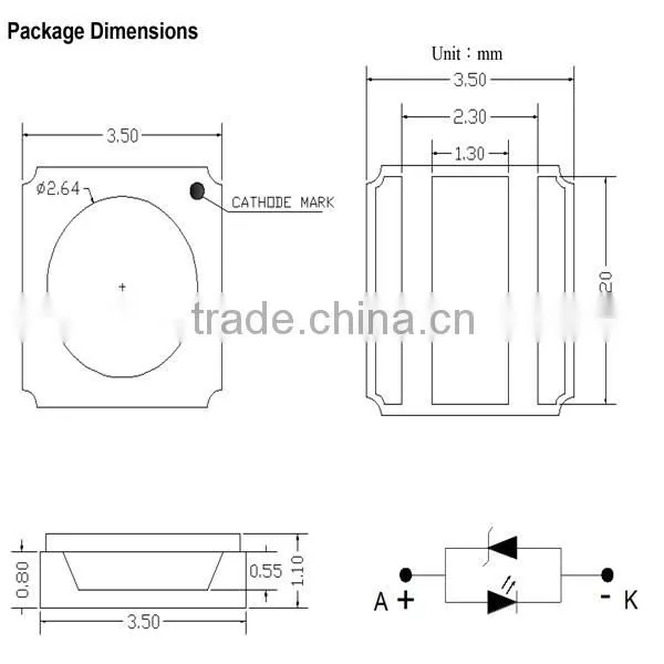 LED UV Surface Mount (SMD) Type Germicidal UV C LED 270-280nm