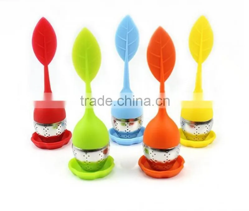 BPA Silicone And Stainless Steel Tea Infuser Leaf Strainer Silicone Leaf