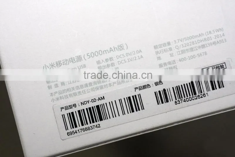 Super Slim 9.9mm Xiaomi Power Bank 5000mAh original, Portable Mobile Baterry Smart Powerbank 5000mAh Charger, Red and Silver