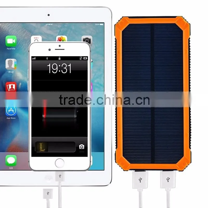 Hot sale waterproof cheap solar mobile phone charger 12000mah