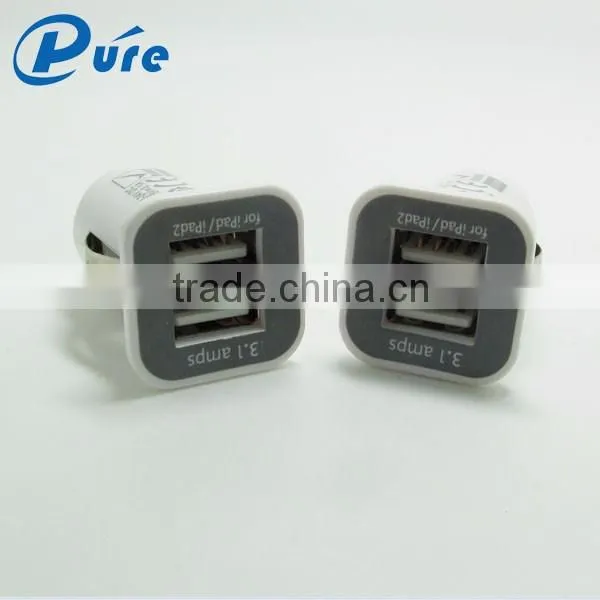 Factory price mini ABS material 2.1A output 2 port mobile car charger usb phone charger with CE FCC ROHS