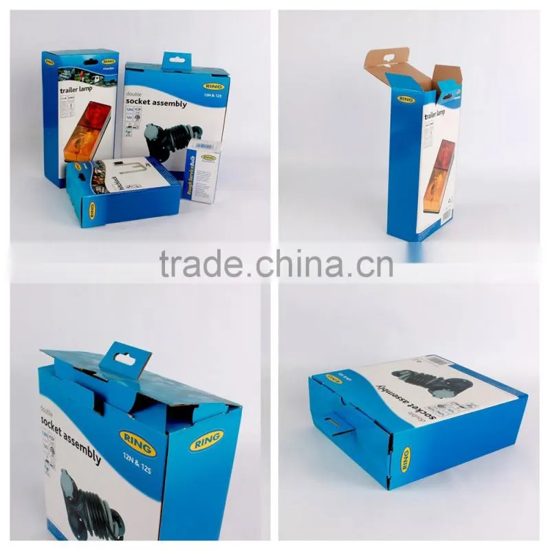 Custom printed paper box for car lamp with hook