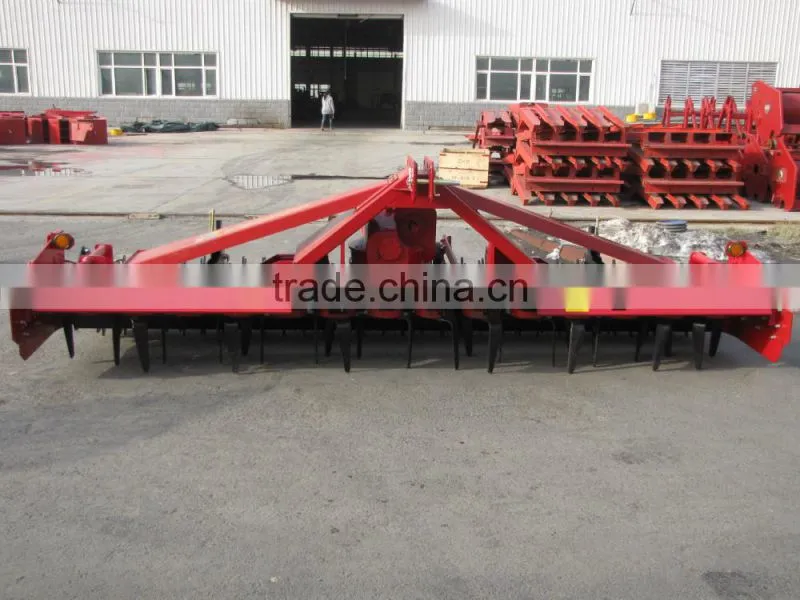 Tractor PTO driven power harrow with high efficiency