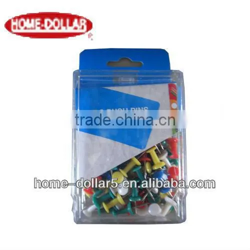 Plastic Head Push Pins, Steel Point, Assorted Colors, 100 Per Box