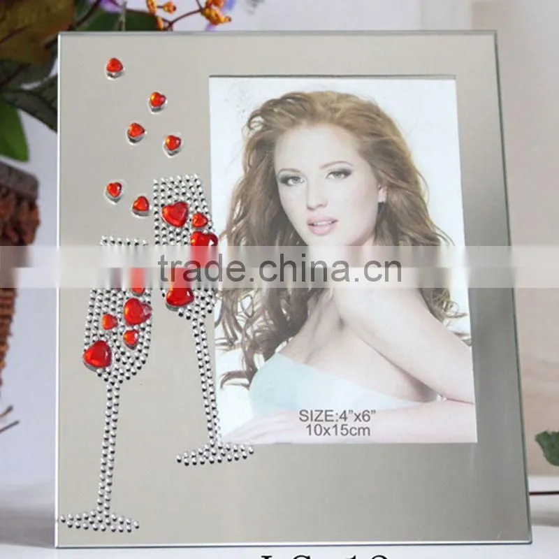 2015 Hot Selling jewelled photo frame Glass Photo Frame