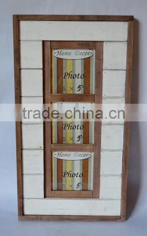 antique washed white multi opening wooden photo frame