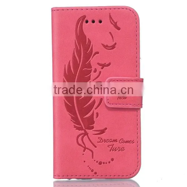 Double embossed phone case leather back cover flip phone hull for Samsung S5