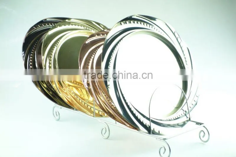 royal round stainless steel wedding plates with multi size and clourful