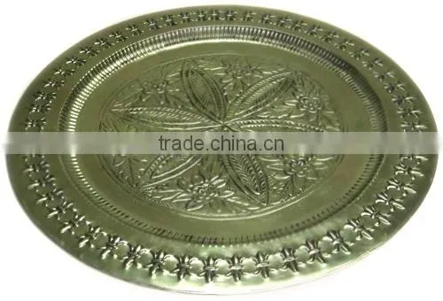 Newly Design Tableware Embossed Charger Metal Plate