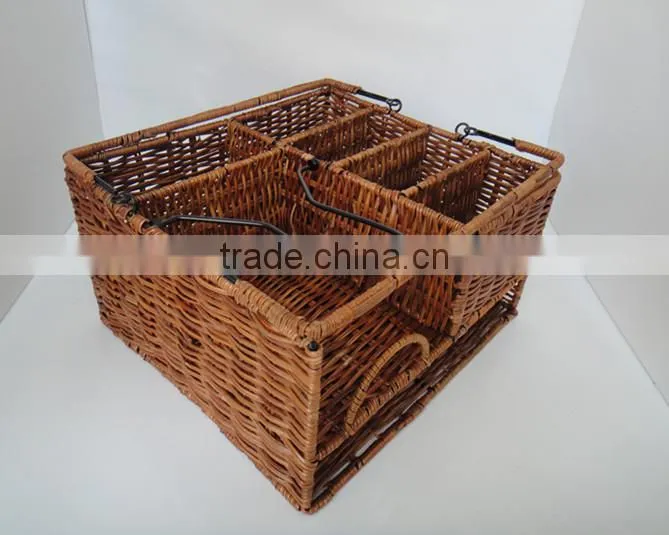 Picnic Caddy Organizer Outdoor Utensil Plate Condiment Holder Portable Basket