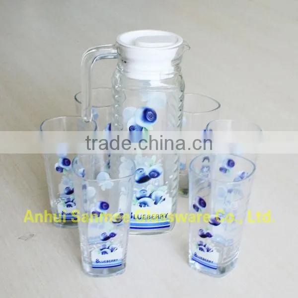 Special Printed Glass Drinking Set Colorful Glass Cups
