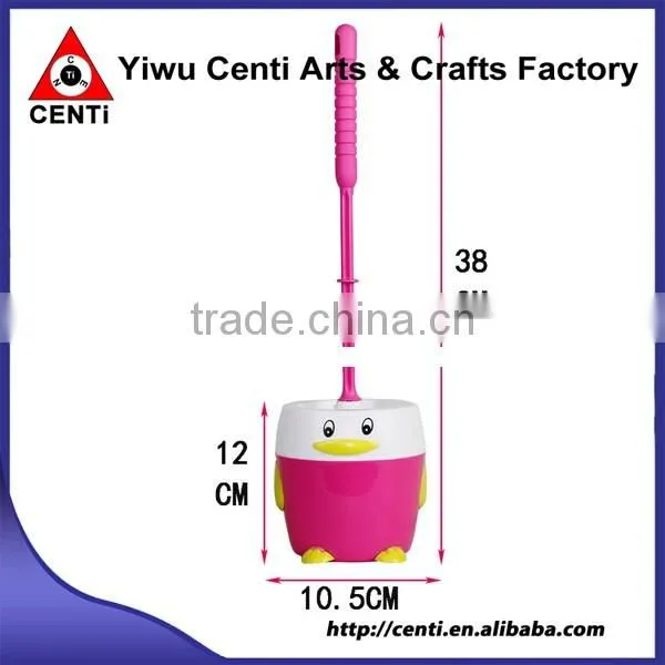 Hot sale cartoon penguin plastic toilet brush and holder cleaning brush