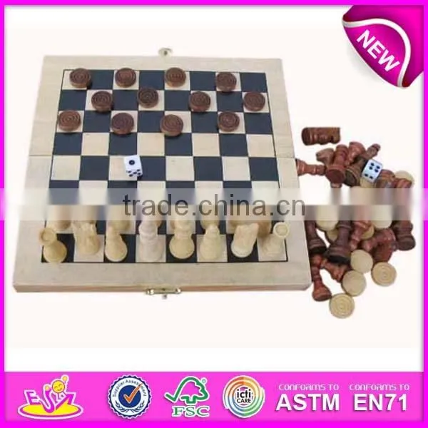 2015 wooden cheap chess set with draughts,Outdoor Chess and Draughts Set,hot sale folding wooden draughts toy WJ277101