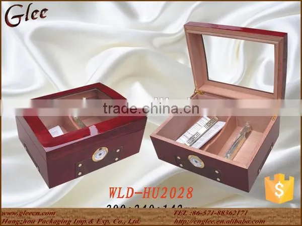 factory price piano paint cigar box with moisture meter and humidifier and lock