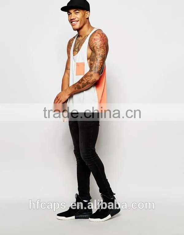 Fashion Men Plain Tank Top With a Pocket
