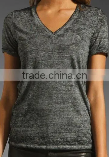 WOMEN'S COTTON DEEP V - NECK T SHIRT