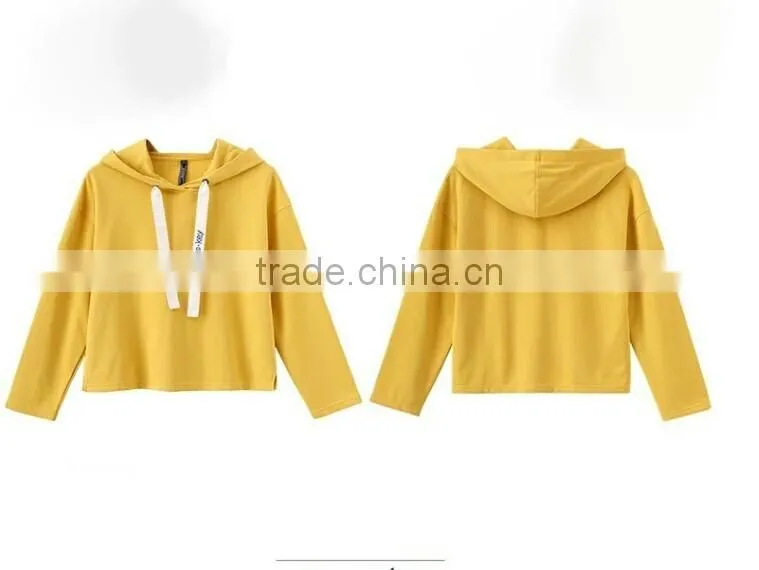 Hot Sale Women Short Sweatshirts Blank Black Hoodies