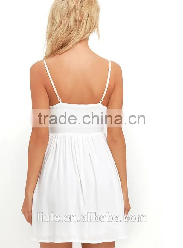 2017 Latest Slim Sleeveless Hard Work Jacquard Embroidered Dress summer V neck dress