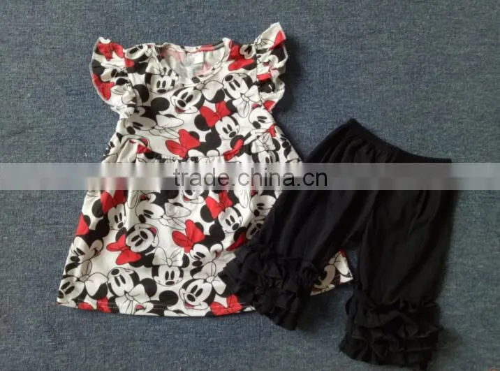 wholesale baby girls mustard pie clothing sets with ruffle