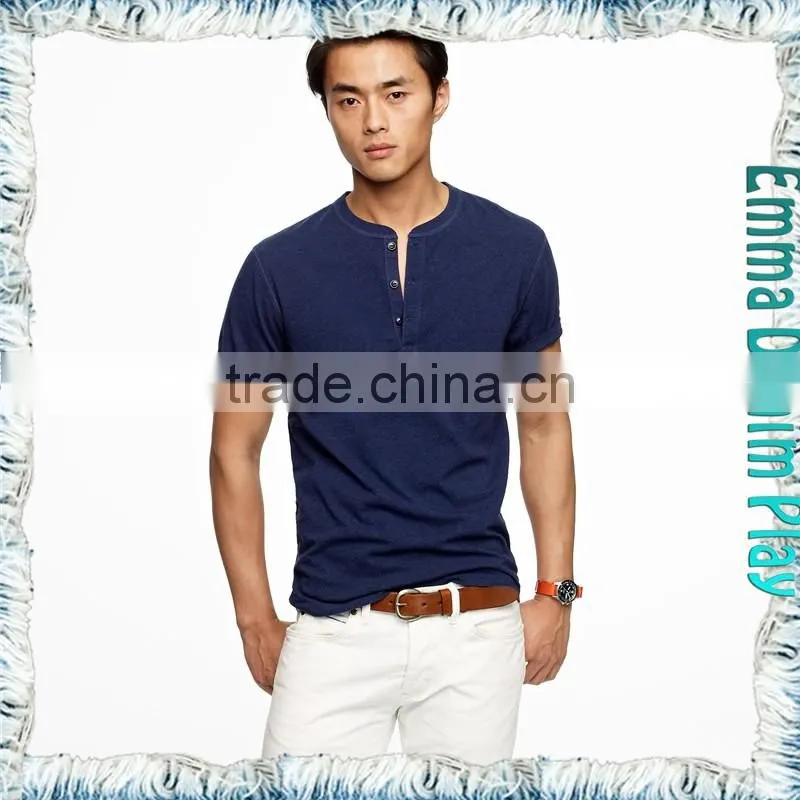 2017 Customized Designer Mens Navy Button Placket Collar T-Shirts