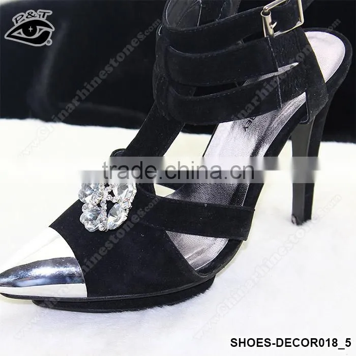 Shiny Flower Shaped Crystal Rhinestone Ornament Accessories with metal clip for high heel shoe wedding shoes