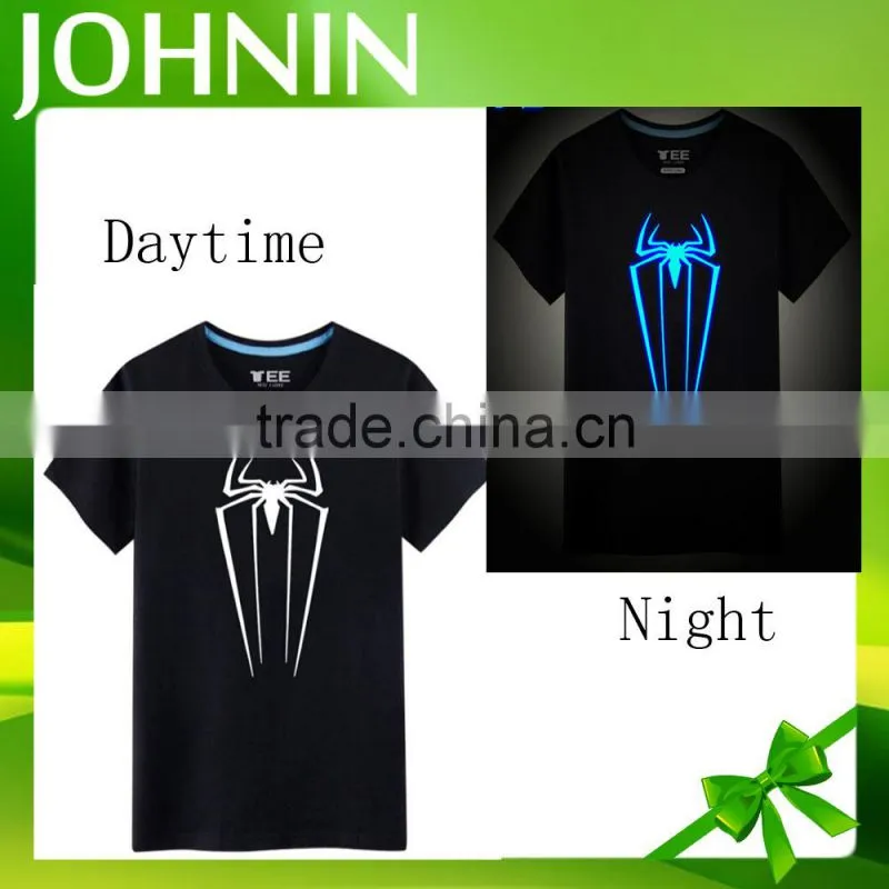 Wholesale custom cotton hero 3D graph glow in the dark t-shirt