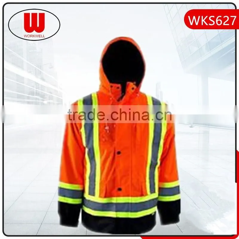 Reflective security polyester rain jacket