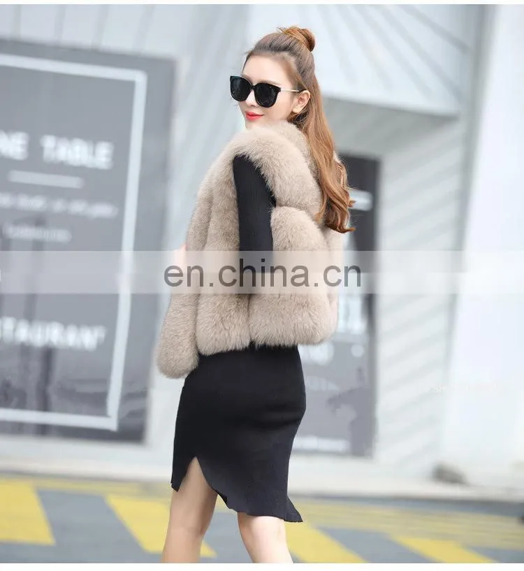 2014 Europe and America New Design Fox Fur Vest Fashion Women Fox Fur Vest