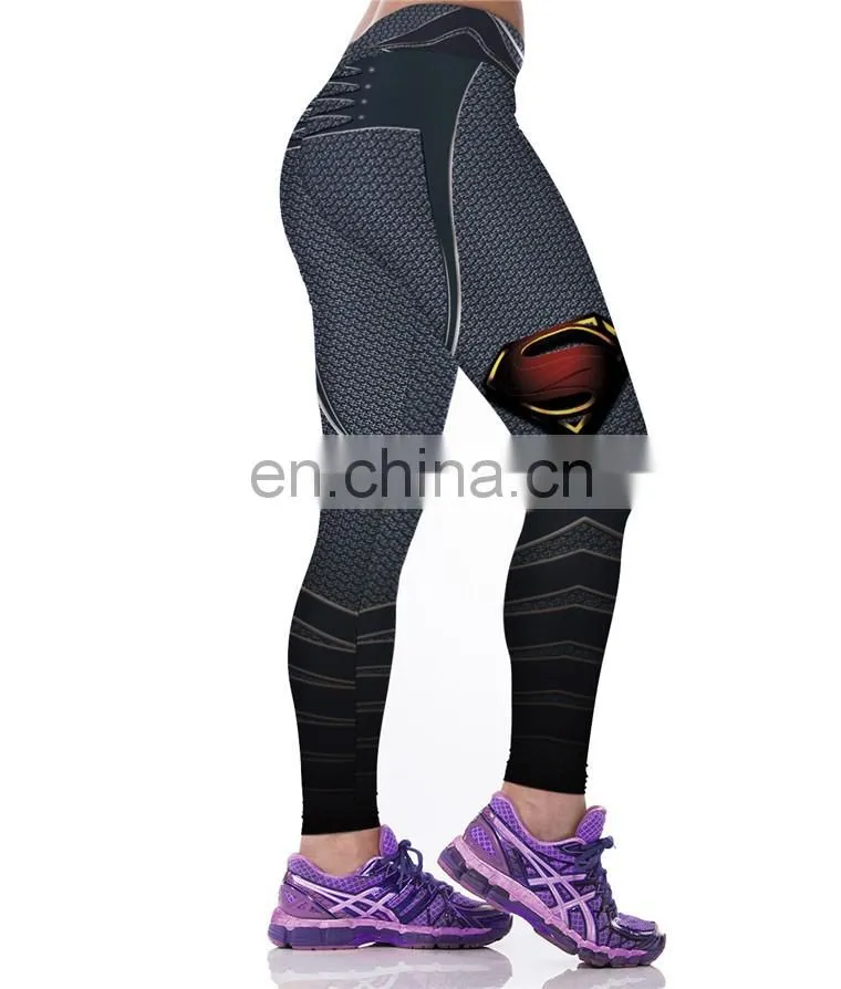 Women Dylan Superman's Symbol Printing Digital Printing Sexy Tight Breathable Sports Trousers