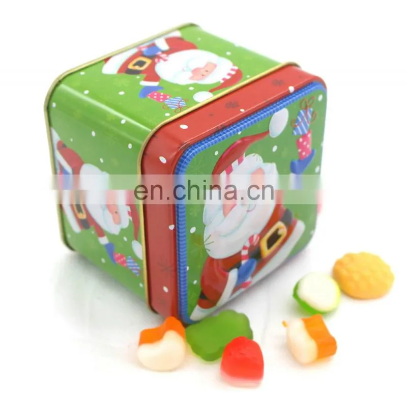 2017 sweet square christmas gift meatl tin can packaging manufacturer
