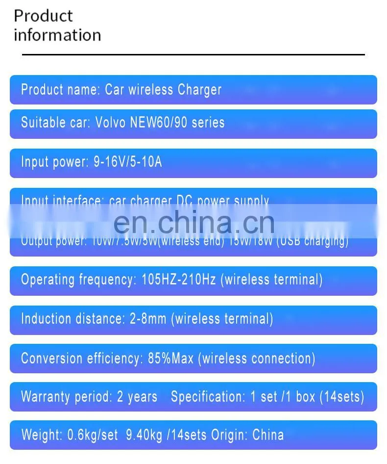 Wireless charger car mount for auto qi wireless car charger smart sensor car wireless charger for Volvo NEW 60/90 series