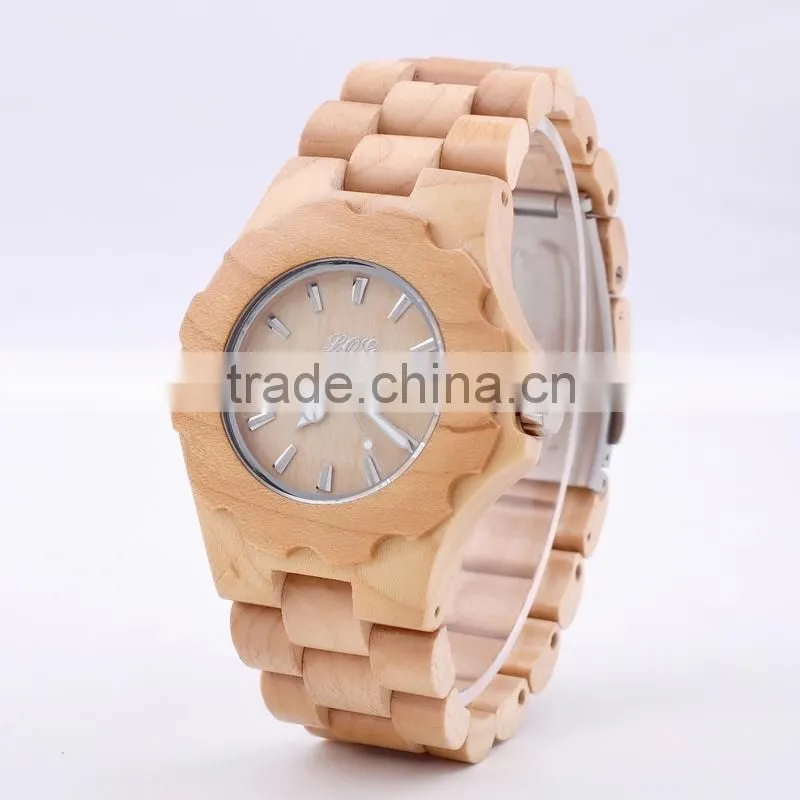 2015 wholesale wood watch vogue wrist wooden watch for men and women with customized logo