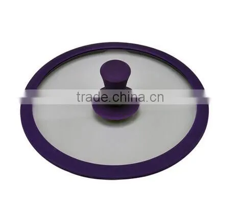 high quality colorful silicone glass lid with knob