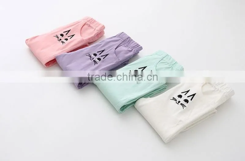 New Cute Baby Girl Clothes 2016 New Summer Girl Cream Color Pants Lovely Little Girl Cats Trousers Pencil Pants