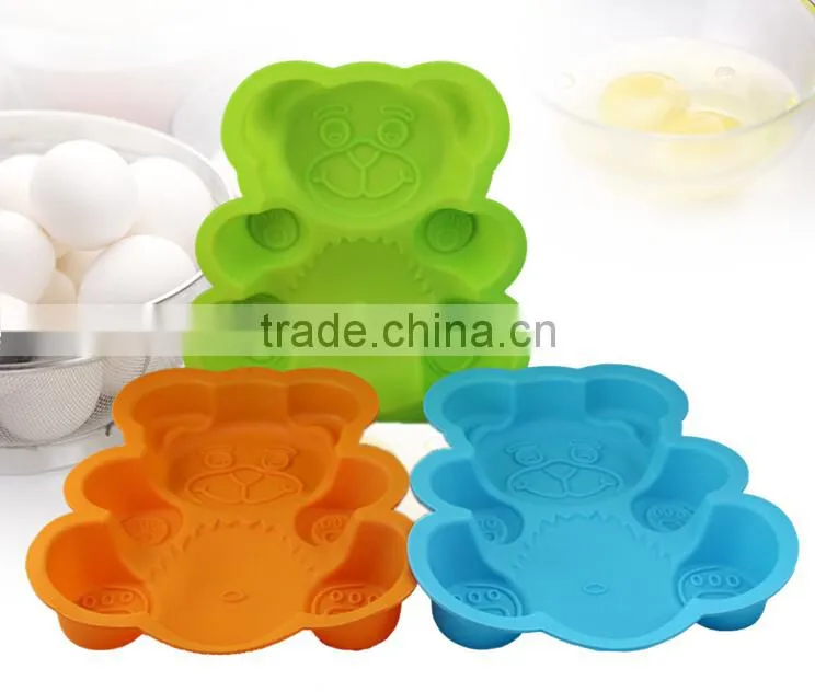 YangJiang factory manufature hot sale Fation Design bear shaped Silicone Cake Mold