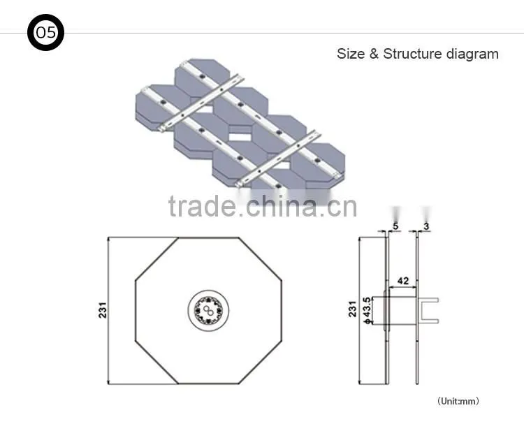 2016 new hexagon smd5050 light weight led 3d crystal light