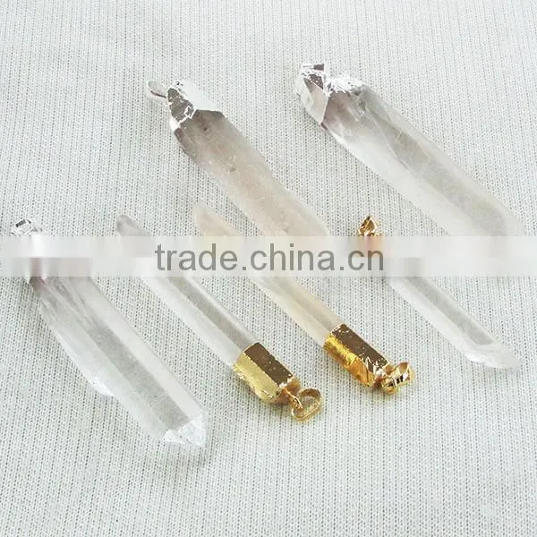 JF6887 Hot sale gold plated druzy citrine quartz cylinder column pendants with gold cap and bail