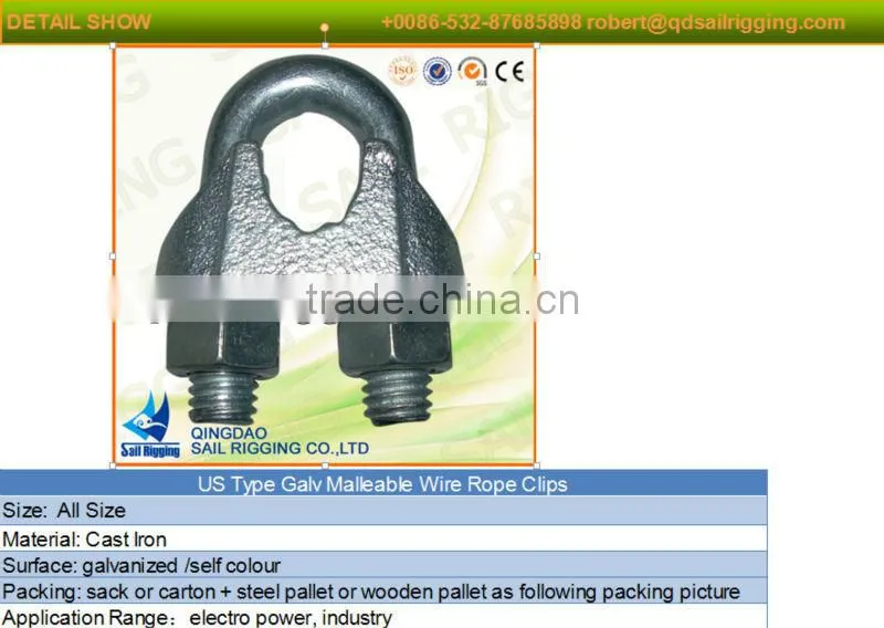 galvanized u bolt wire rope cable grips