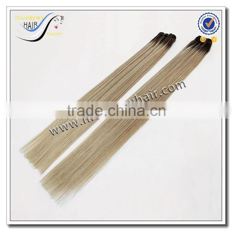 Wholesale top quality ombre silky straight hair weave 100% virgin human hair