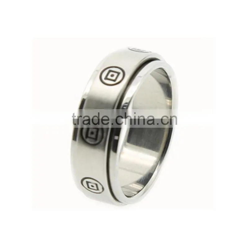 Stainless Steel Spinner Etching Cloud Shape Round Ring SR-9004