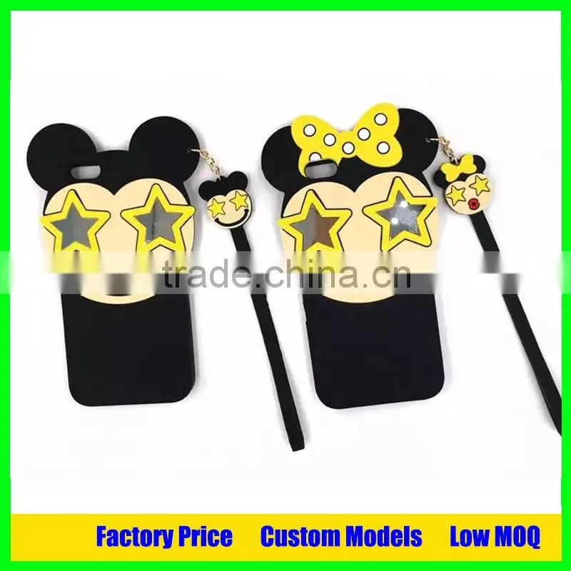 Silicone mobile 3d phone case for Apple iphone 6 4.7 cell phone cover case back cover with glasses