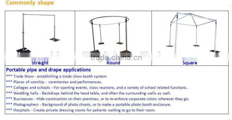 Aluminum portable pipe and drape kits for decoration