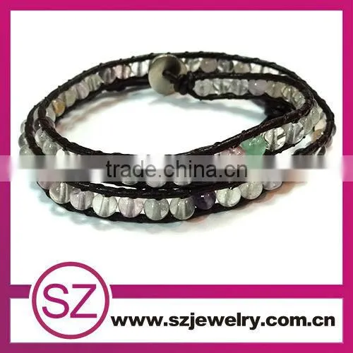 new style white gemstone wholesale european style leather wrap love bracelet